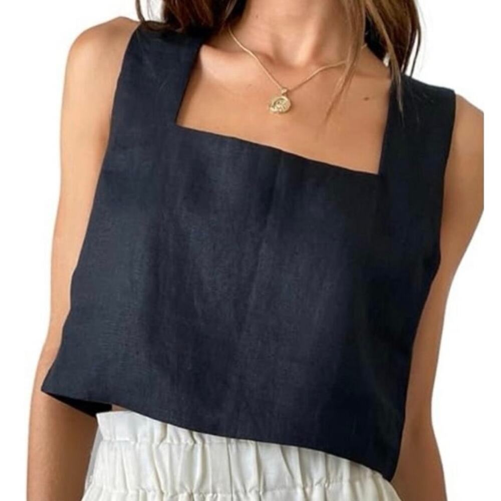 Abercrombie & Fitch Linen Square Neck Tank Top Size Medium